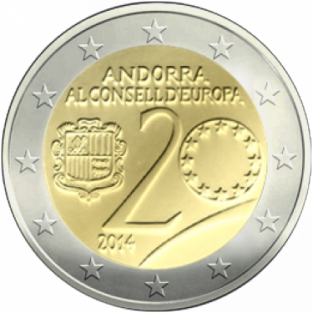 2 EURO 2014 Raad van Europa UNC Andorra